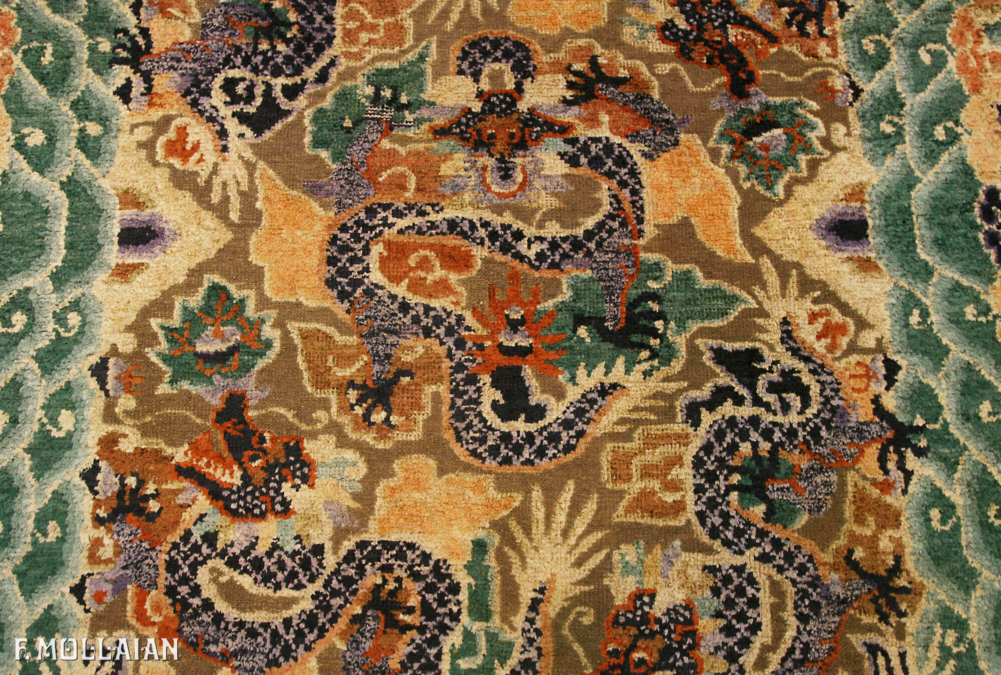 Ein seltener antiker chinesischer Seiden- und Metallteppich aus dem Kaiserpalast n°:80095193